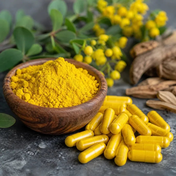 Berberine powder with capsules and source plants